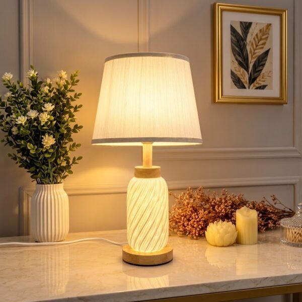 Lampe de Table Élégante avec Abat-Jour en Tissu – 50 cm