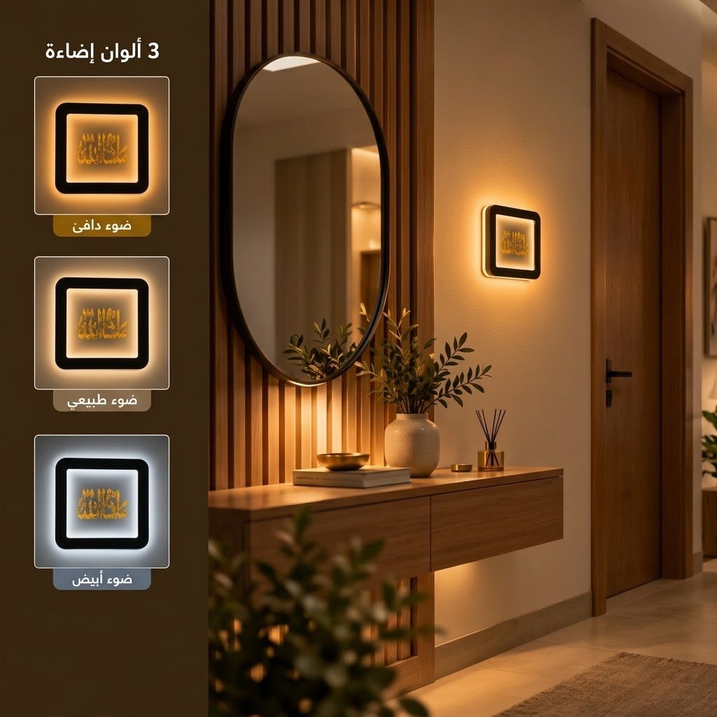 Applique Murale LED Décorative Moderne – 3 Couleurs d'Éclairage