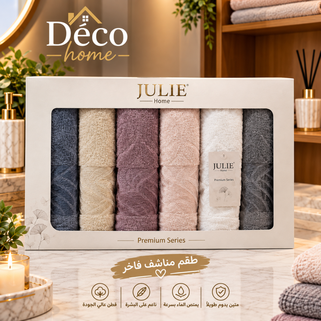 Ensemble de Serviettes de Bain Premium JULIE Home – 6 Pièces