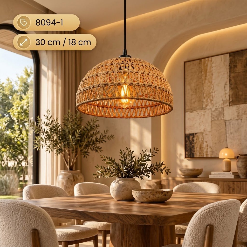 Suspension en Rotin Tressé – Design Naturel et Élégant – 30 × 18 cm