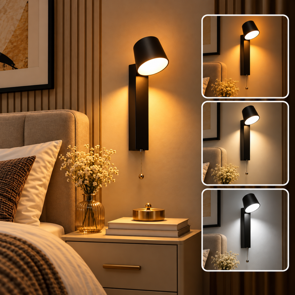 Applique Murale LED Noire Orientable – 3 Temps