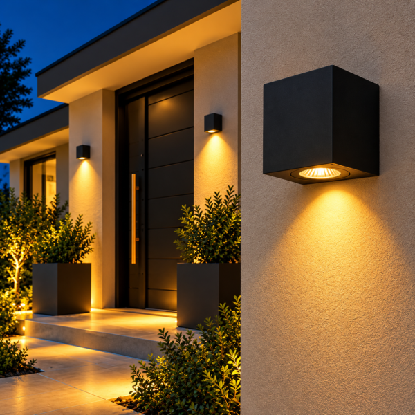 Applique Murale Extérieure Carrée Noire GU10 – Étanche IP65