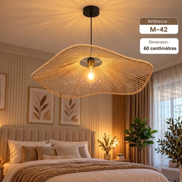 Suspension Boho-Chic Ondulée en Corde Naturelle-60 cm