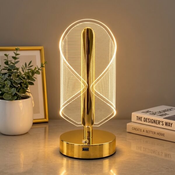 Lampe de Table LED Décorative Dorée – Design Moderne & Élégant