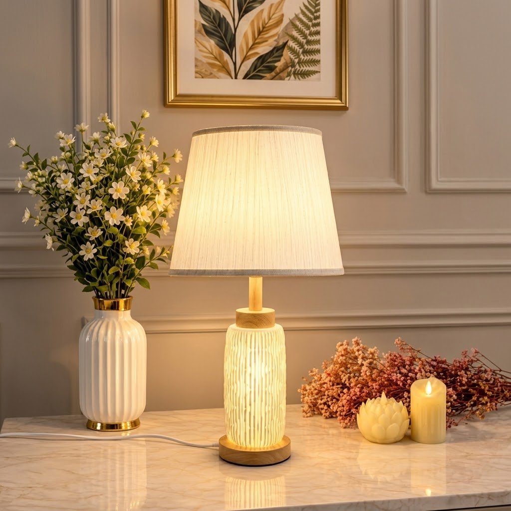 Lampe de Table Moderne à Pied Texturé – 50 cm