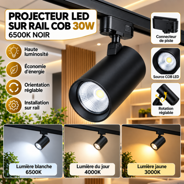 Projecteur LED sur Rail COB 30W
