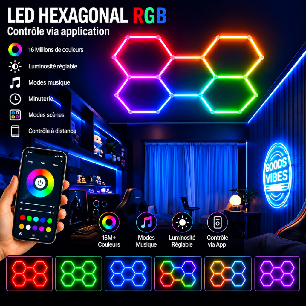 LED Hexagonal RGB Intelligent avec Application