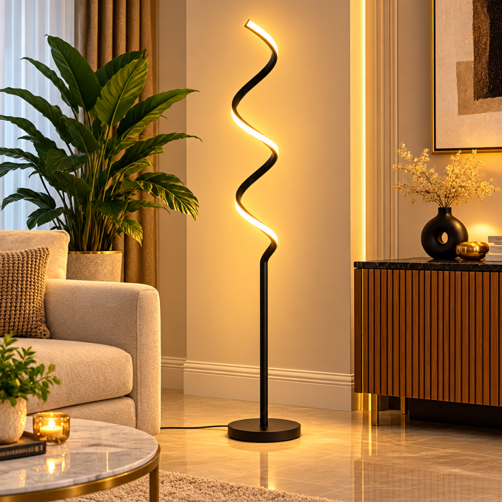 lampadaire LED design ondulé